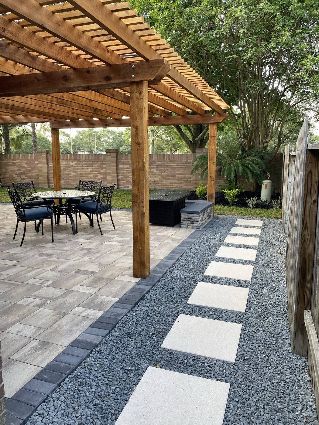 Paver patio and pergola outdoor living project